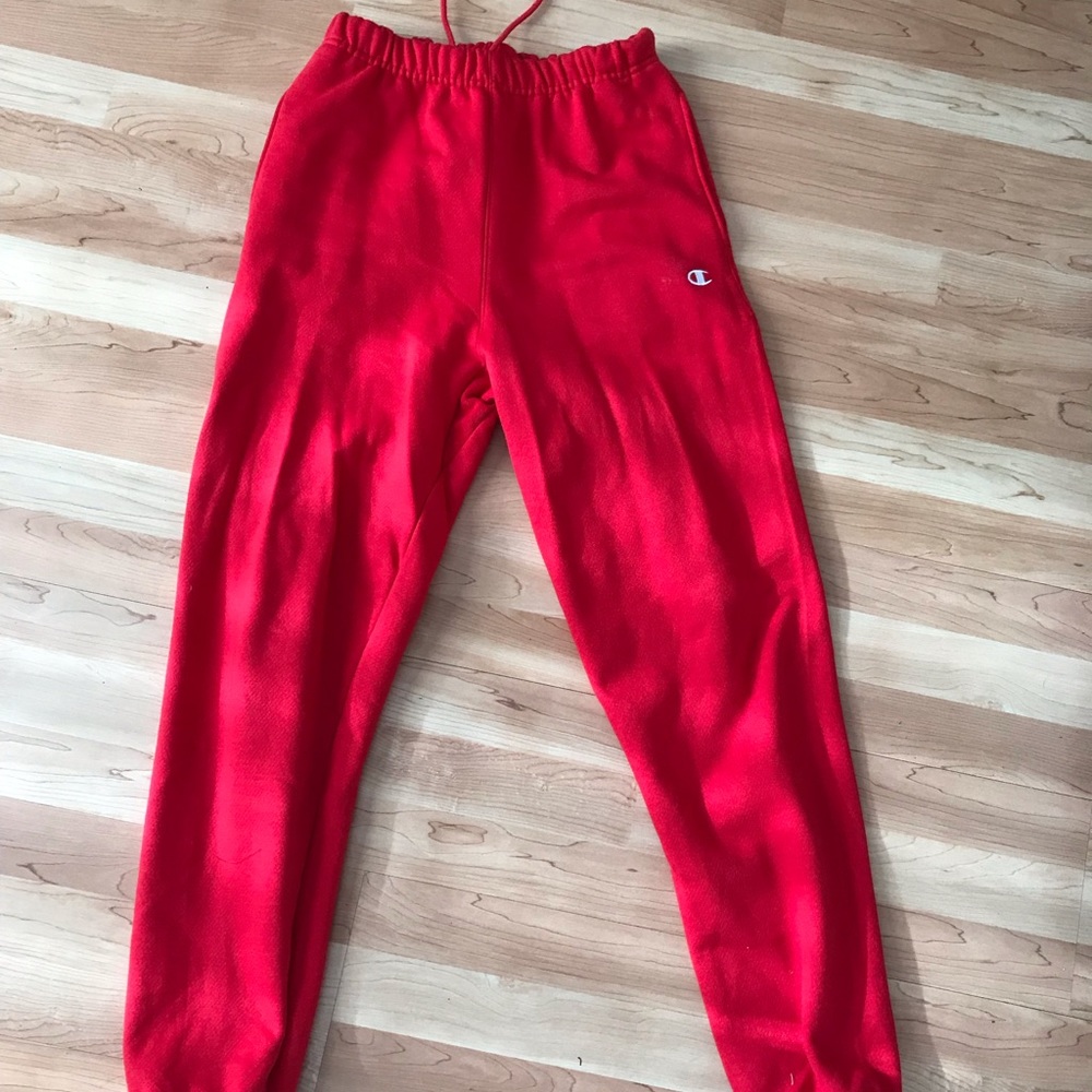 Red champion joggers
